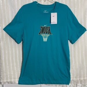 Nike Men's Dri-FIT Aqua Blue Swoosh Basketball Tee, Size M, NWT